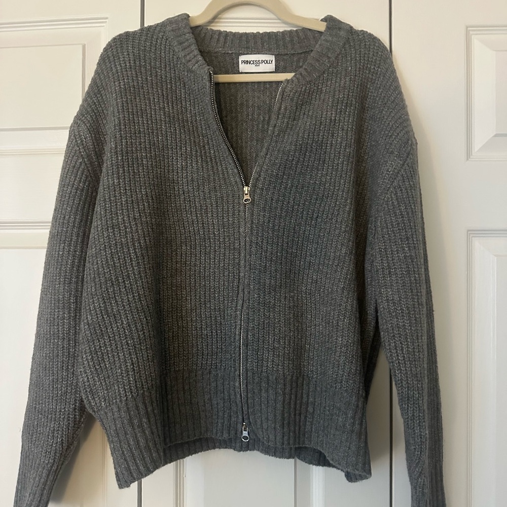 Princess Polly Gray Chunky Knit Cardigan Sweater